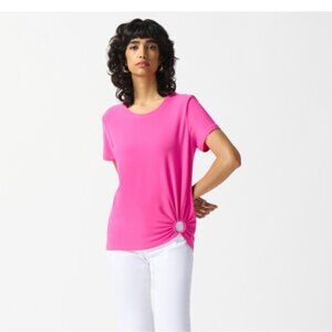Jospeh Ribkoff Ring Detail Short Sleeve Top Woman 14 Pink Office Style 242199